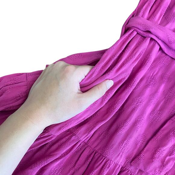 Anthropologie BTFL-life Fuchsia Ruffled Oversized Long Sleeve Mini Dress Size XL - Picture 7 of 9